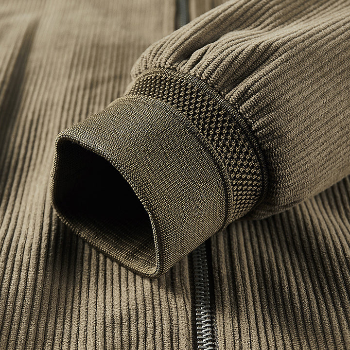 Men's Lightweight Cord Blouson with Padded Inner Lining, Ribbed Cuffs and Logo Patch Mune Fashion