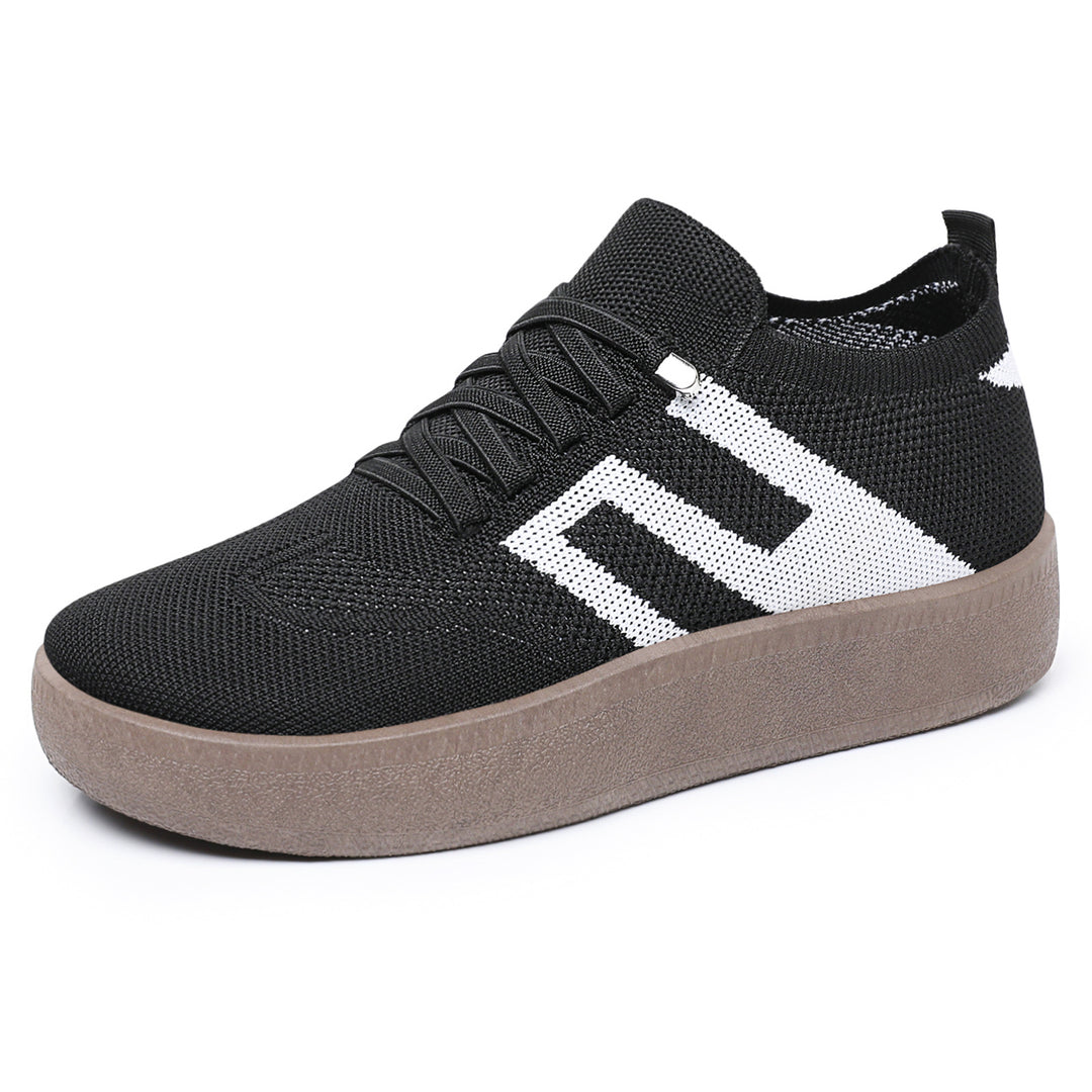 Women’s knitted slip-on platform sneakers with elastic sock shaft, decorative stripe, and cushioning EVA lightweight sole Mune Fashion