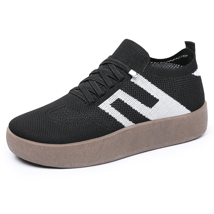 Women’s knitted slip-on platform sneakers with elastic sock shaft, decorative stripe, and cushioning EVA lightweight sole Mune Fashion