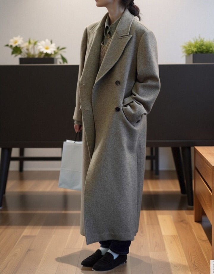 Women's Elegant and Modern Wool Trench Coat Drune