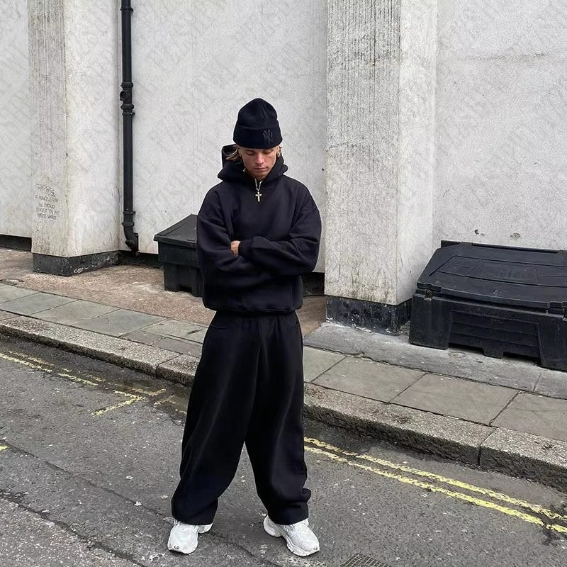 Men's urban boxy hoodie with shortened body, drop shoulder, and soft fleece inner lining Mune Fashion