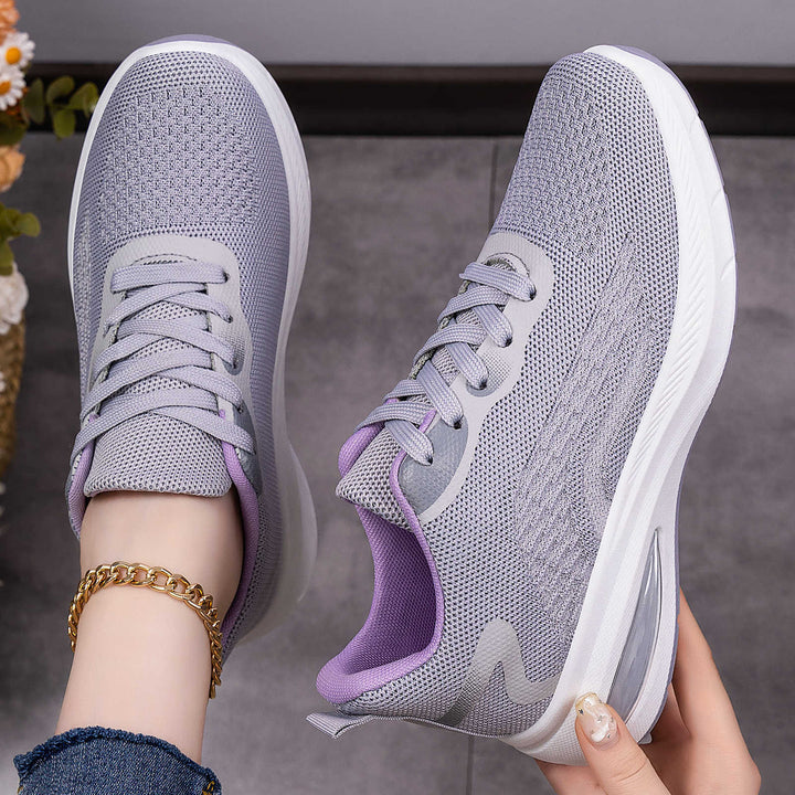 Ladies nan lightweight knit fitness sneakers with visible air cushioning and reactive EVA platform sole Mune Fashion