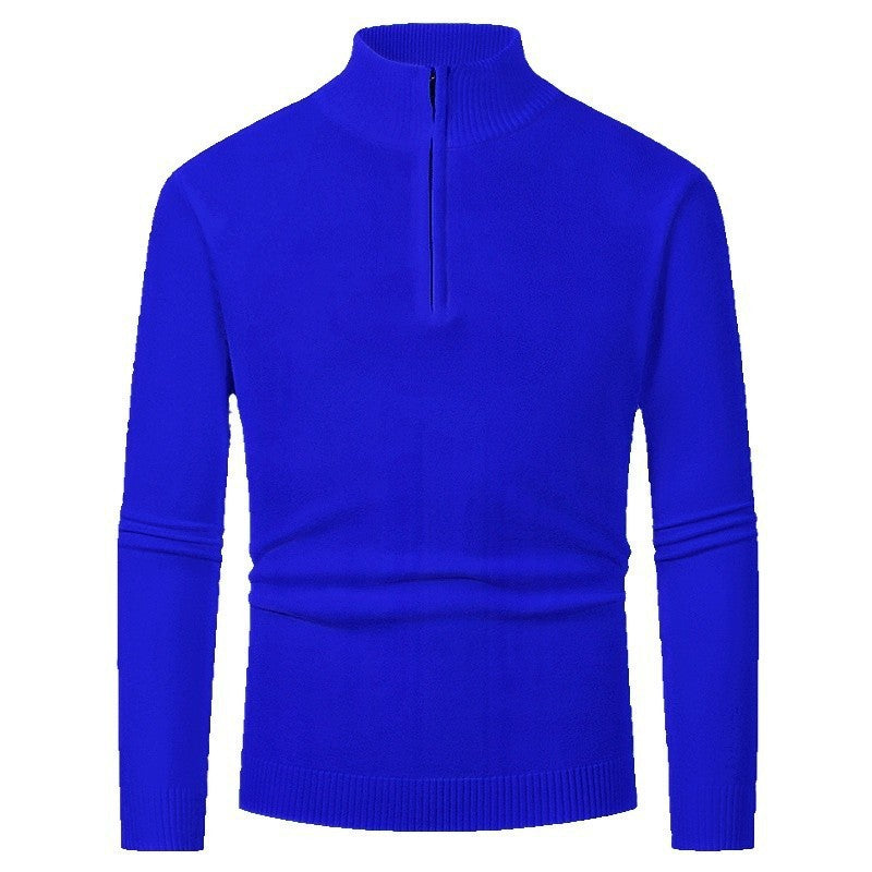 Men's fine knit troyer with half zipper, slim silhouette and contrasting stand-up collar Mune Fashion