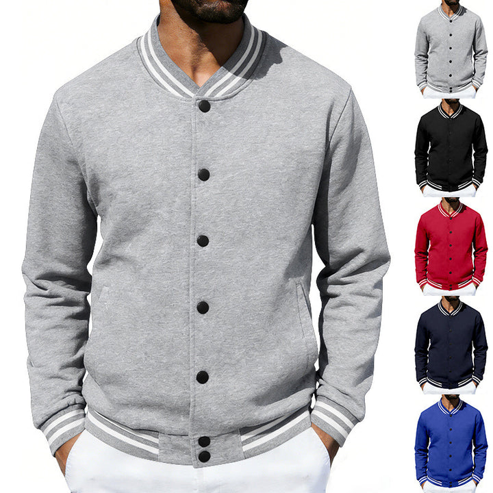 Men's varsity bomber jacket made of sweat with striped ribbed collar Mune Fashion