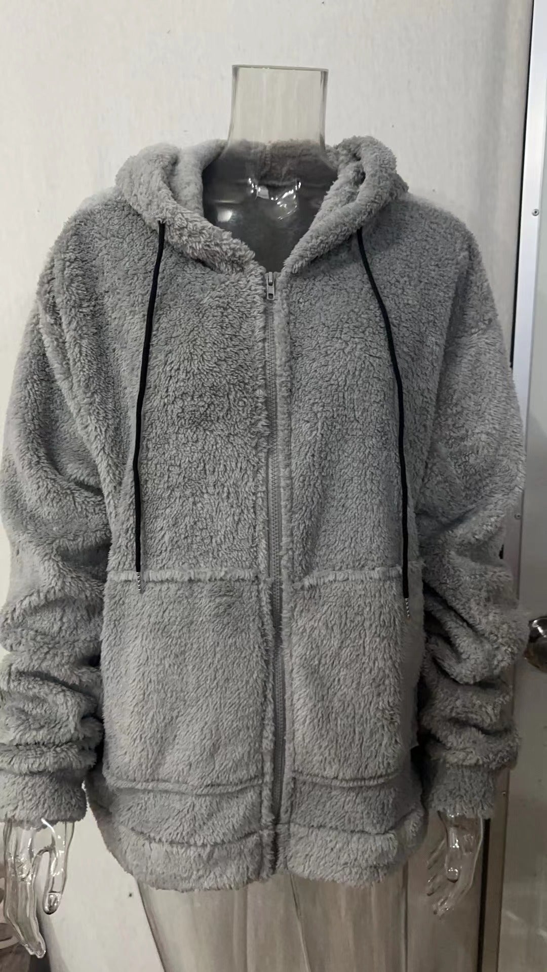 Men's cozy teddy fleece hoodie jacket with full zipper Mune Fashion