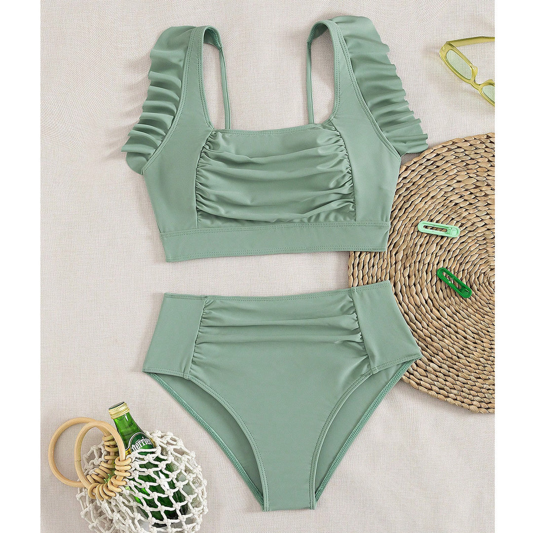 Women High-Waisted Bikini with Ruffle Details Mune Fashion