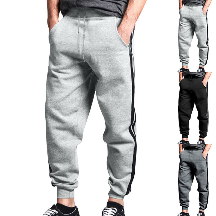 Men's Relaxed-Fit Jogging Pants with Side Contrast Stripe, Elastic Waistband & Drawstring Mune Fashion