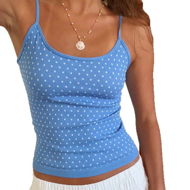 Women’s fine ribbed spaghetti strap top with dot structure and tailored fit Mune Fashion