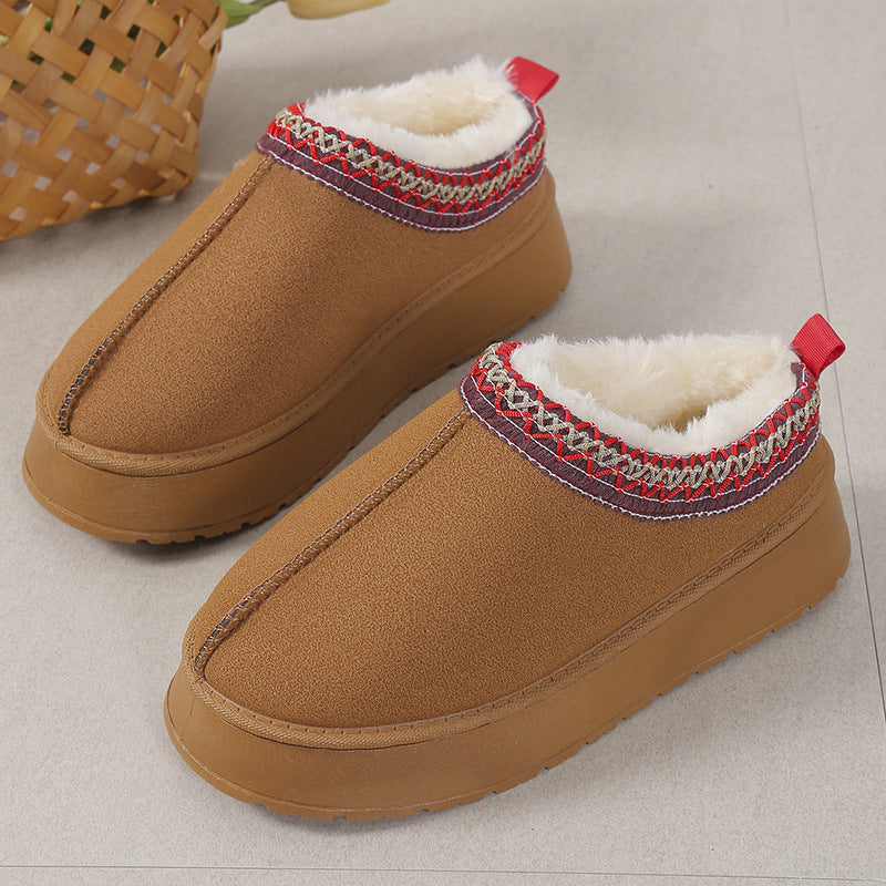 Women Padded Cozy House Slippers with Soft Teddy Lining, Non-Slip Platform Sole and Decorative Collar Mune Fashion