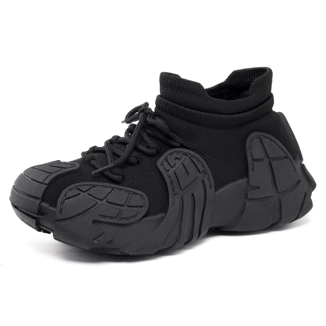 Women's knitted padded platform sneakers with sock-like shaft, sturdy rubber-like sole, and padded comfort insole Mune Fashion