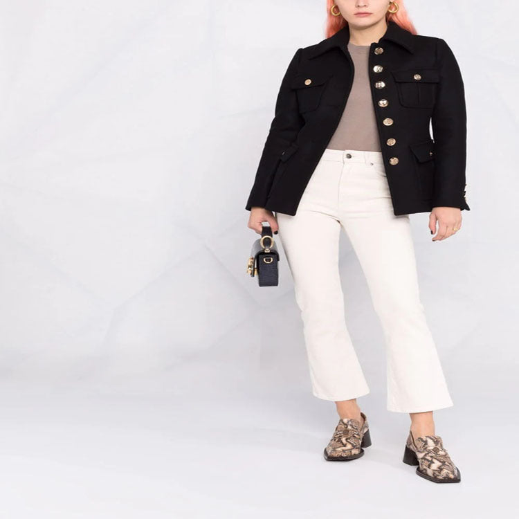 Women's short military-inspired wool blend jacket with decorative buttons Mune Fashion