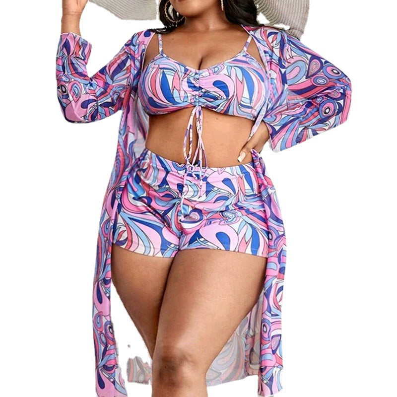 Women Two-Piece Swim Set with Sheer Cover-Up Mune Fashion