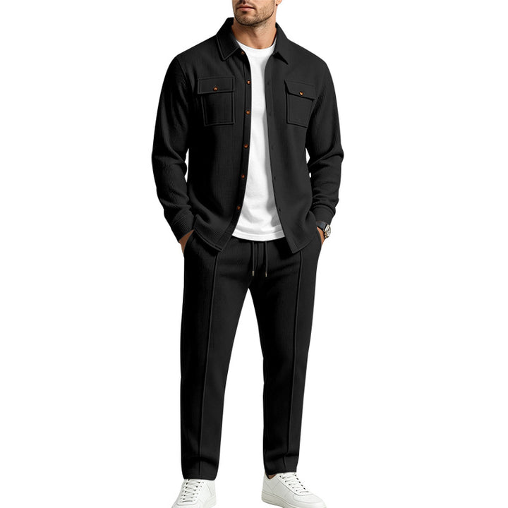 Men's overshirt and jogger set made of textured knit quality Mune Fashion