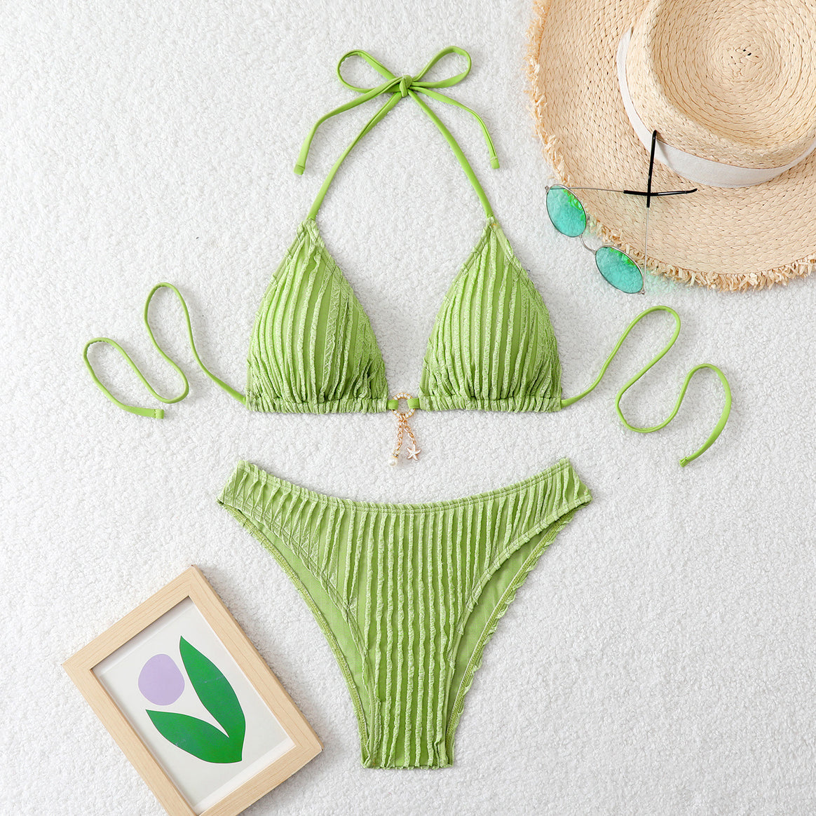 Women High-Cut Bikini Set with Sophisticated Ruffle Design Mune Fashion
