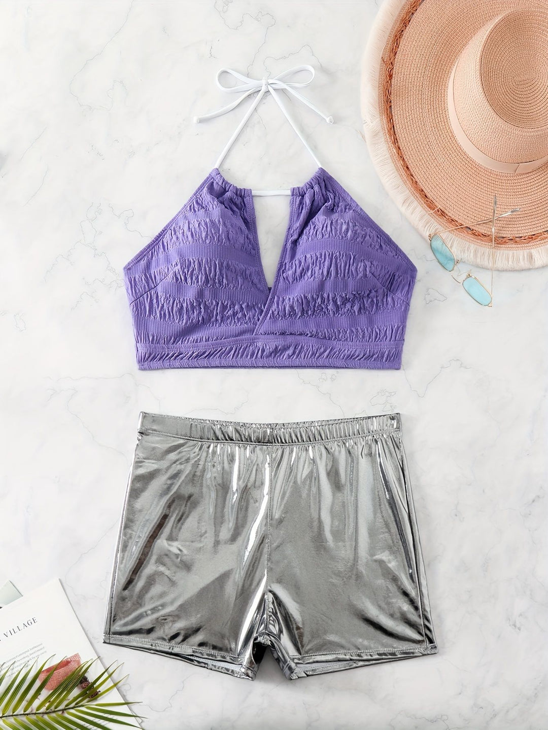 Women’s bikini set with floral top and high-shine shorts Mune Fashion