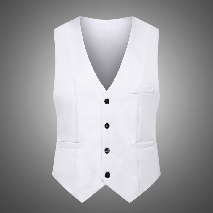 Men's Tailored Satin-Lined Suit Vest with Distinctive V-Neck and Flap Pockets Mune Fashion