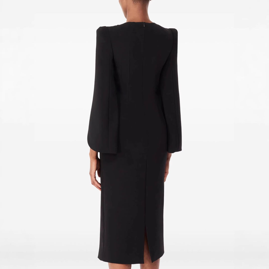 Women's Slim Evening Dress with Cape Sleeves and Tailored Cut Mune Fashion