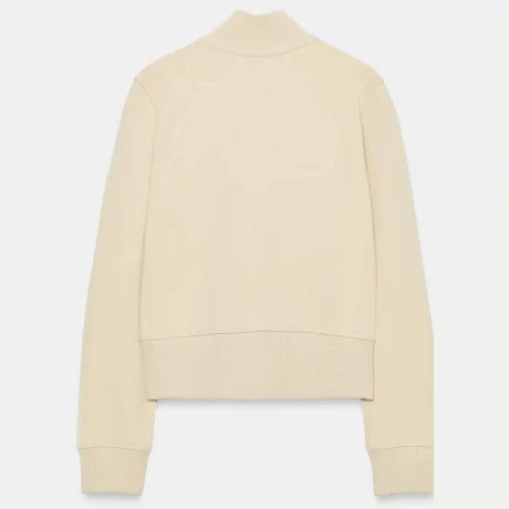 Women's Cropped Sweat Jacket with Stand-Up Collar and Decorative Cord Trim Mune Fashion