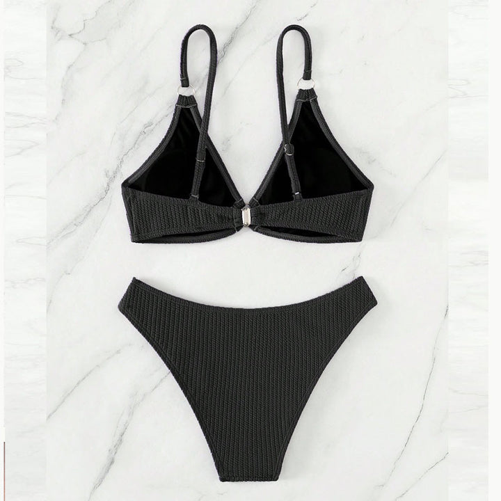 Ladies triangle bikini with ring embellishments Mune Fashion