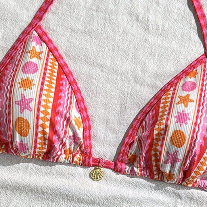 Women's Triangle Bikini with Colorful Pattern Mune Fashion