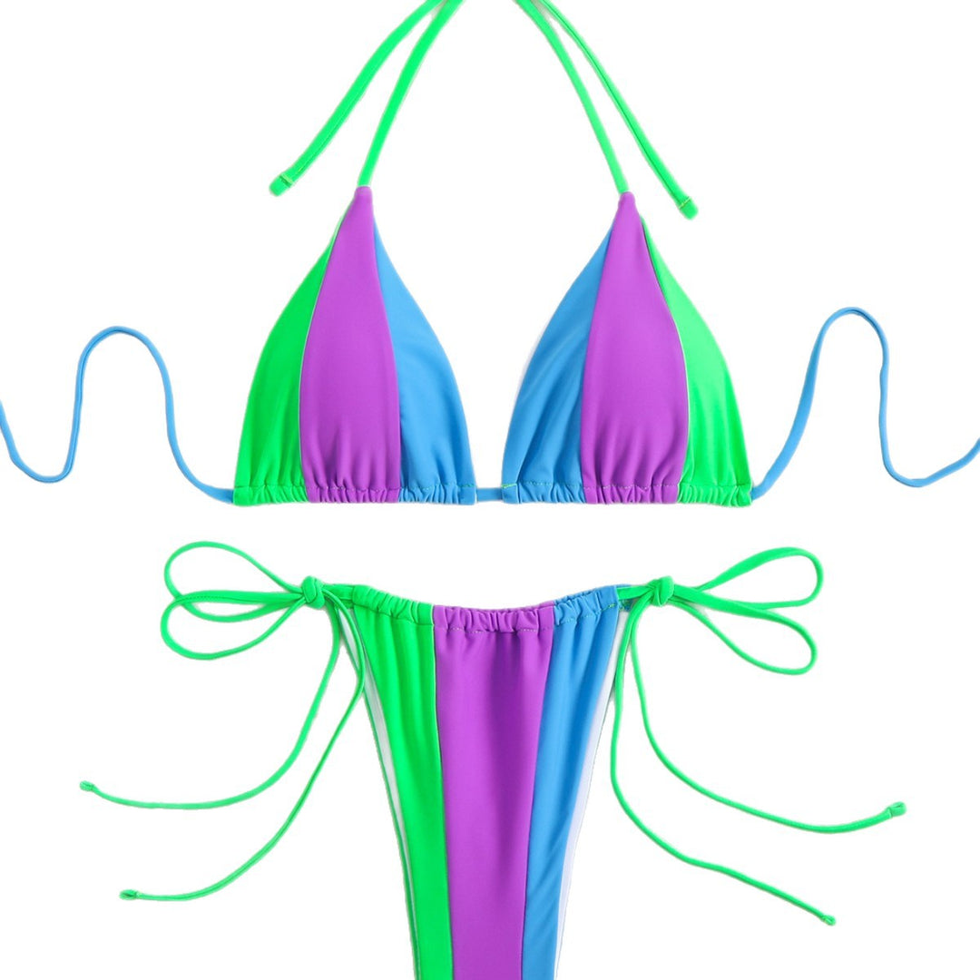 Women's Triangle Bikini with playful color blocks Mune Fashion