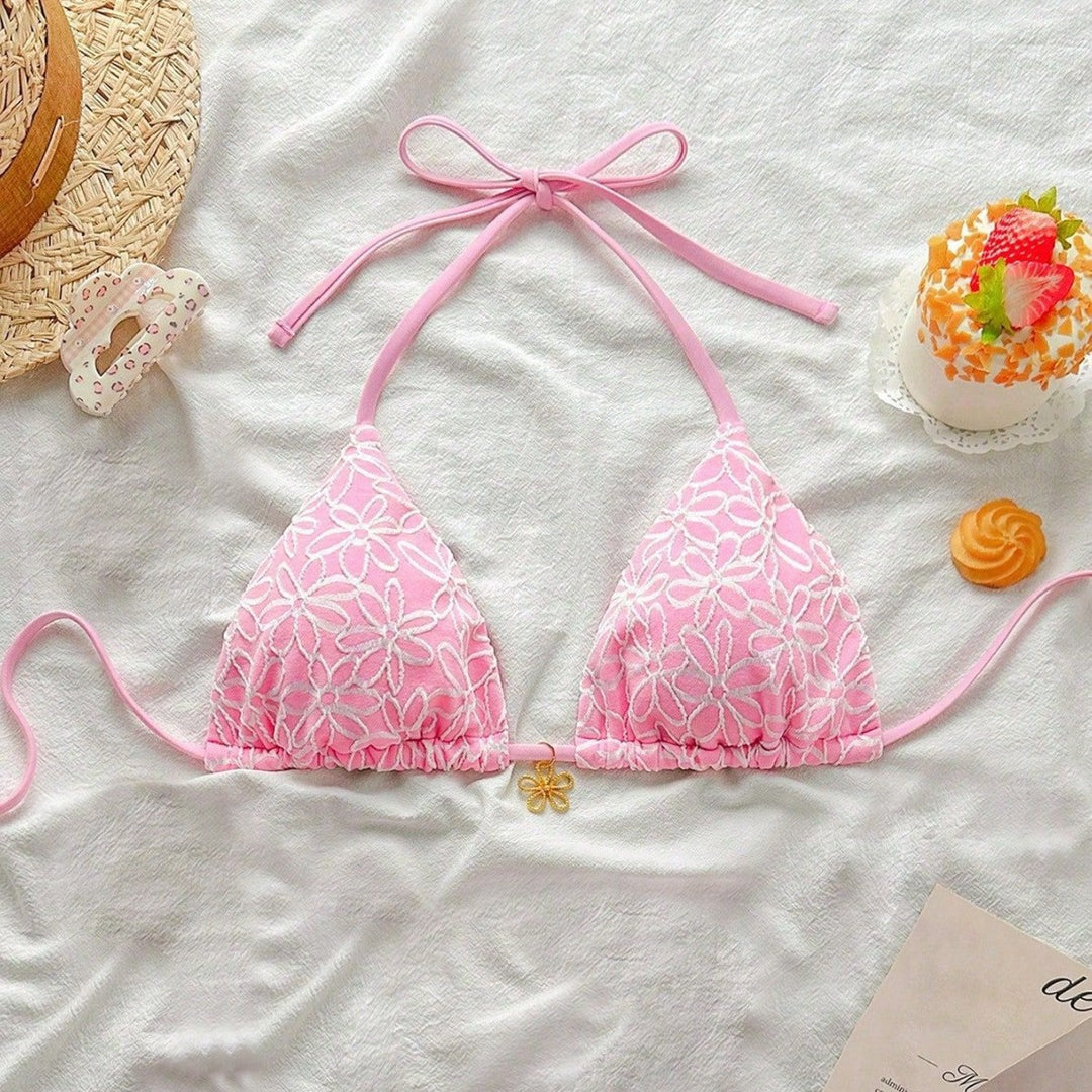 Women's Triangle Bikini with Floral Embroidery Mune Fashion