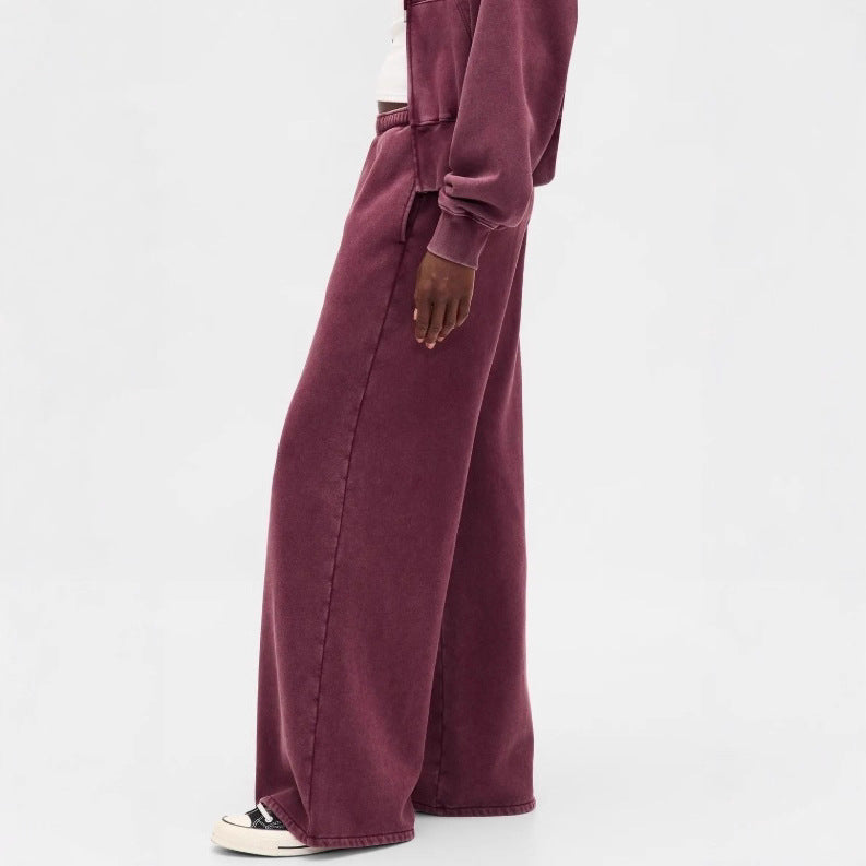 Women's two-piece terry loungewear set with zip hooded jacket and wide-cut jogging pants Mune Fashion