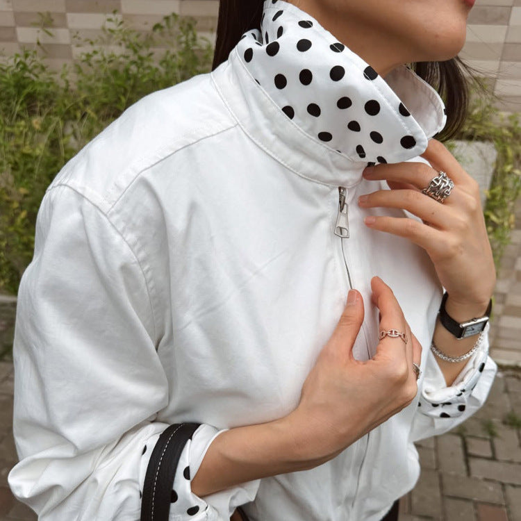 Women's lightweight bomber jacket with stand-up collar and dotted lining Mune Fashion