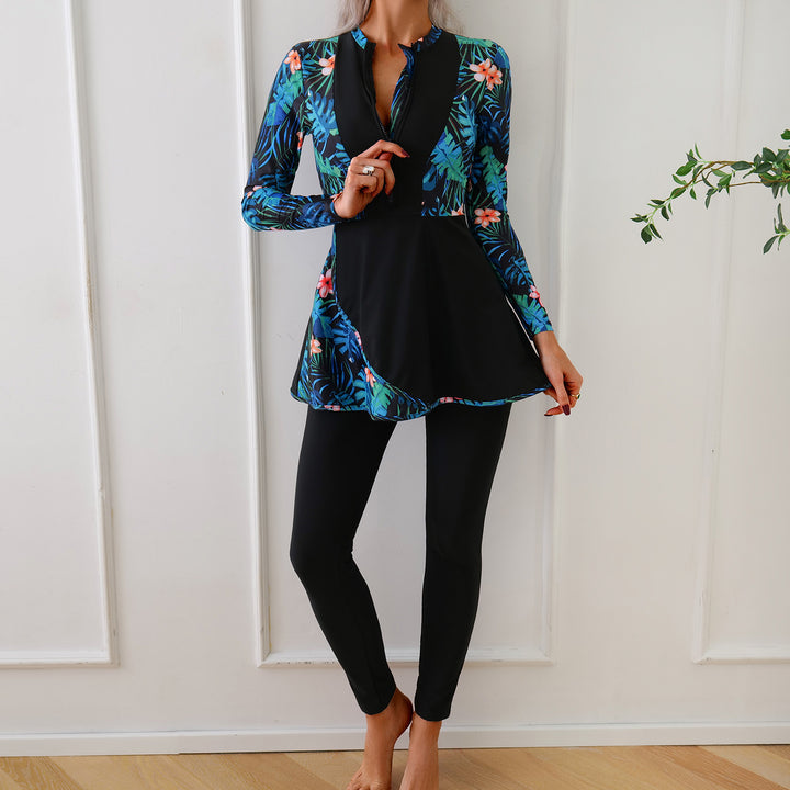 Ladies Sporty Long Sleeve Swimsuit with Elegant Tunic Look Mune Fashion