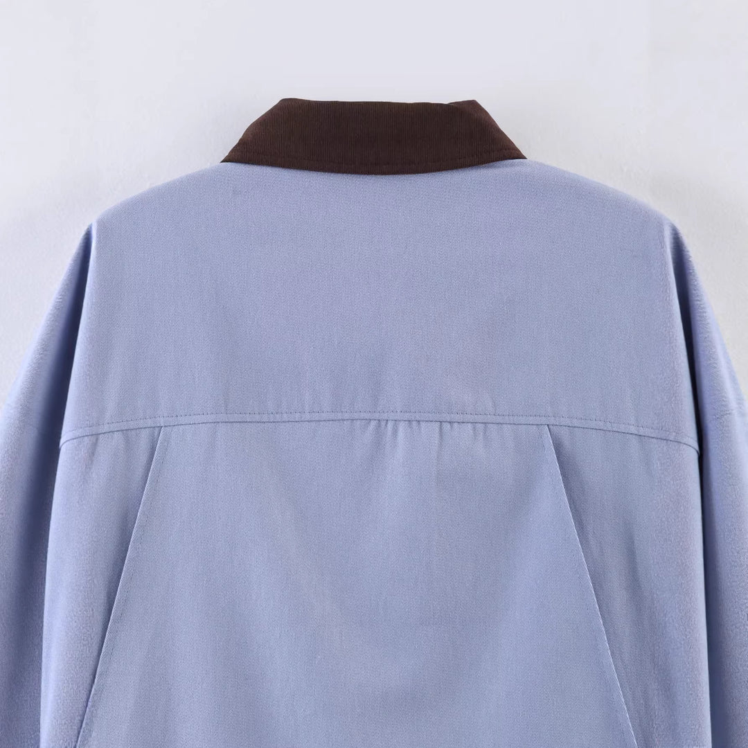Women's oversized field jacket with contrasting collar and multiple patch pockets Mune Fashion