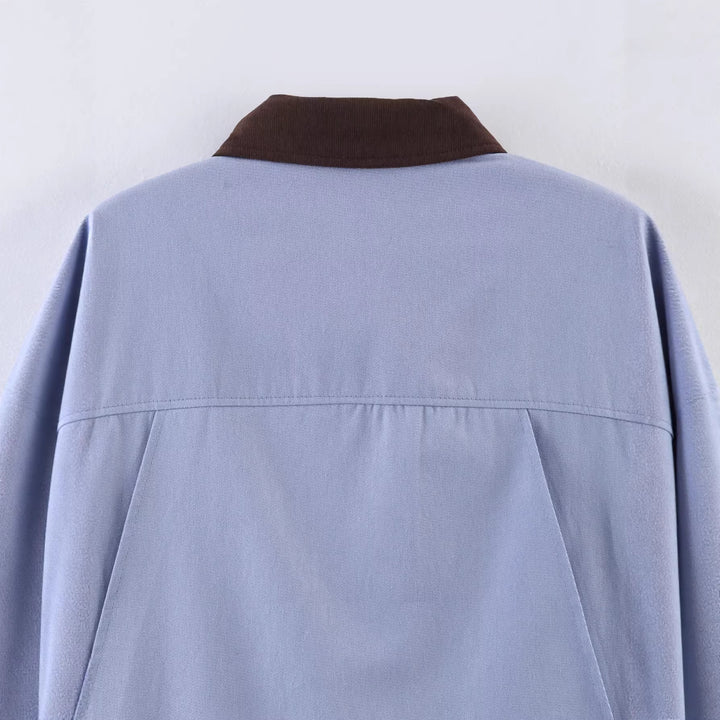 Women's oversized field jacket with contrasting collar and multiple patch pockets Mune Fashion