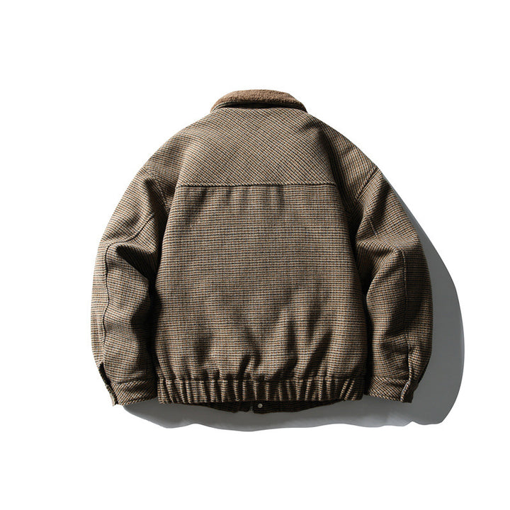 Men's boxy blouson made of wool mix with teddy trim at the collar and flap pockets