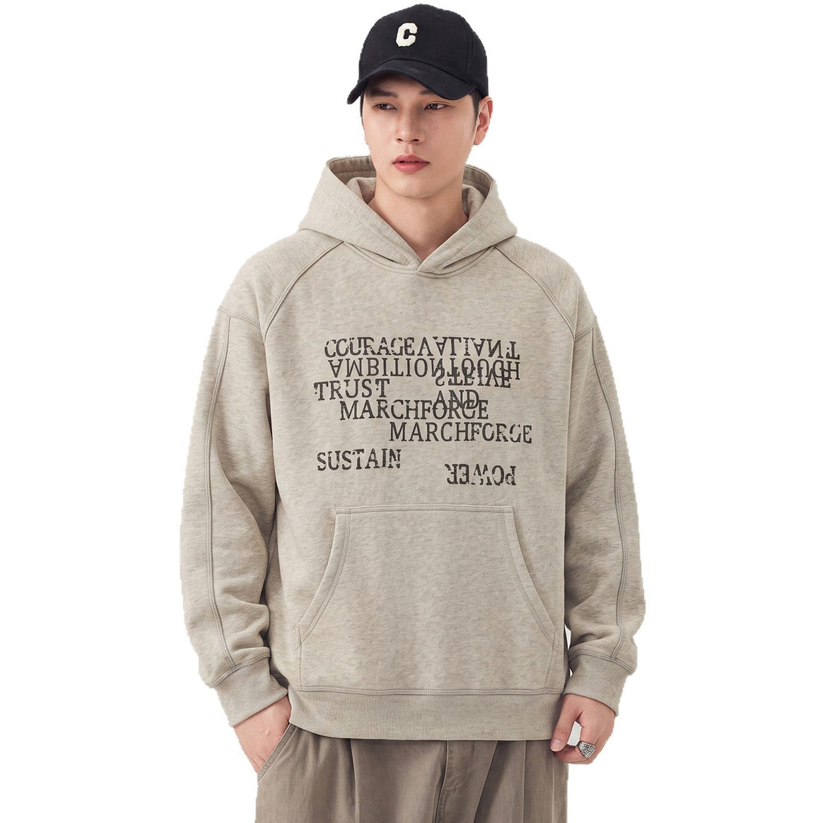 Men's Oversize Hoodie with Statement Print and Kangaroo Pocket Mune Fashion