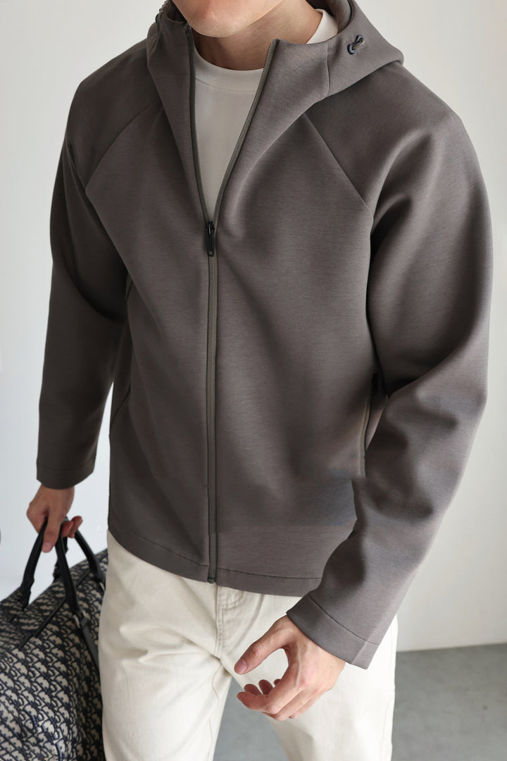 Men's Lightweight Hooded Jacket made of Technical Jersey with Concealed Zipper Mune Fashion