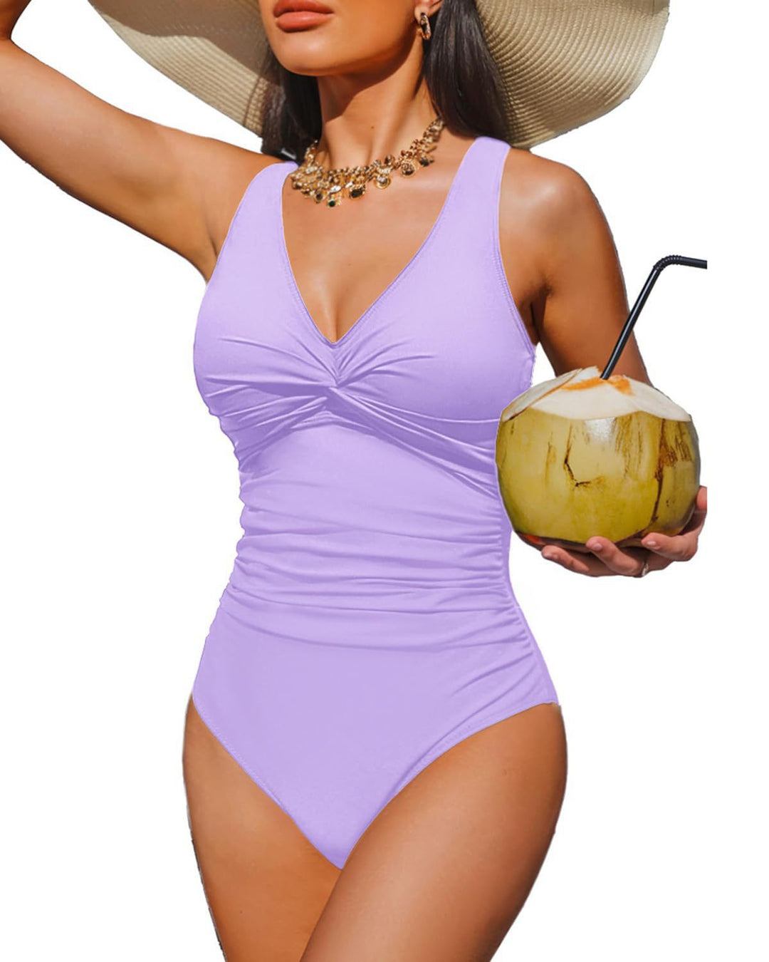 Ladies Elegant One-Piece Swimsuit with Fashionable Twist Mune Fashion