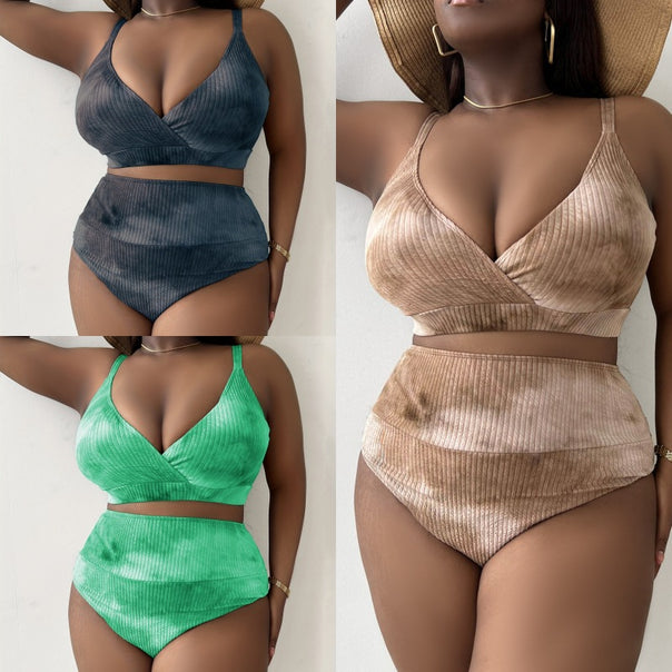 Ladies high-waisted bikini set with sophisticated ribbed design Mune Fashion