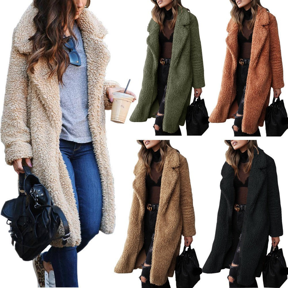 Women's cuddly teddy coat with oversized cut and high collar Mune Fashion
