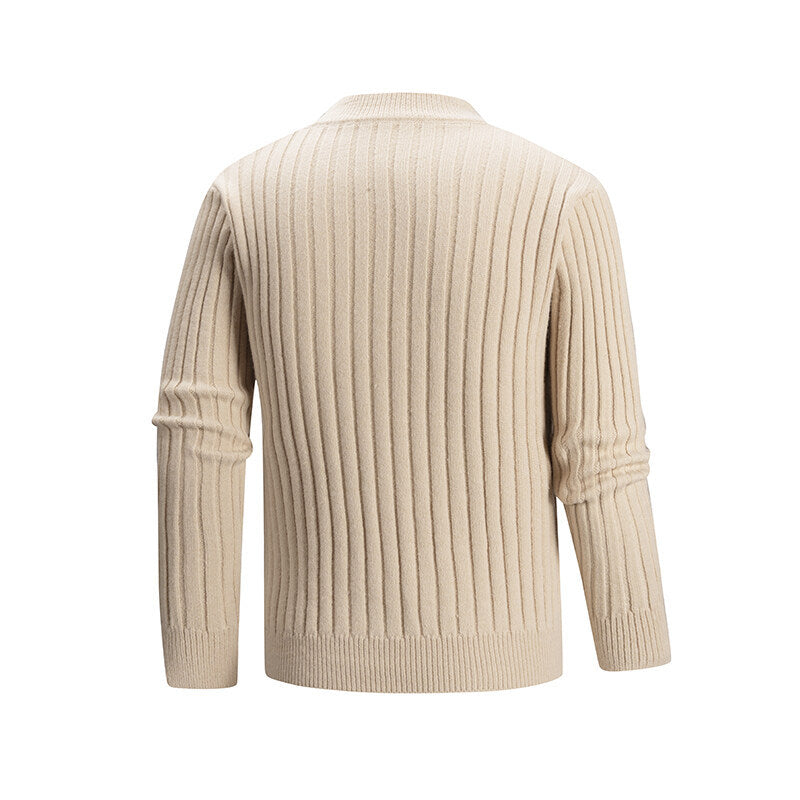 Men's fine knit turtleneck sweater with cable pattern and ribbed sleeves Mune Fashion
