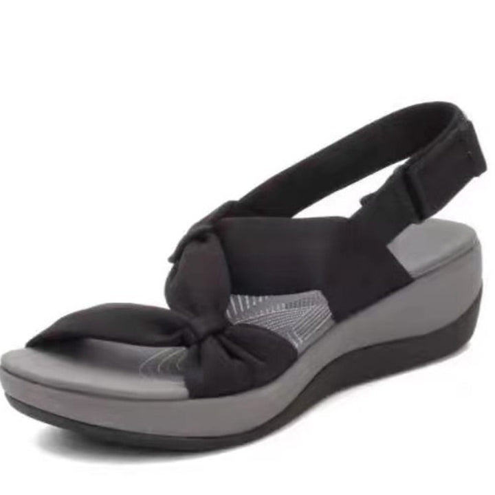 Women's low platform sandal with ergonomic comfort footbed and adjustable heel strap Mune Fashion