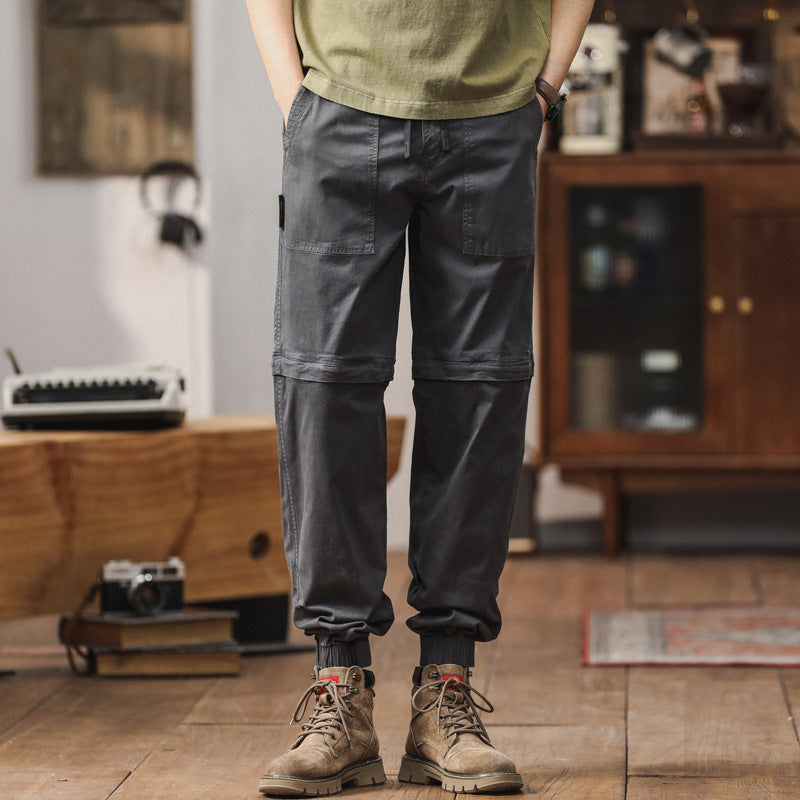 Men's Zip-Off Cargo Jogger with drawstring waistband, knee separation, and elastic cuffs Drune