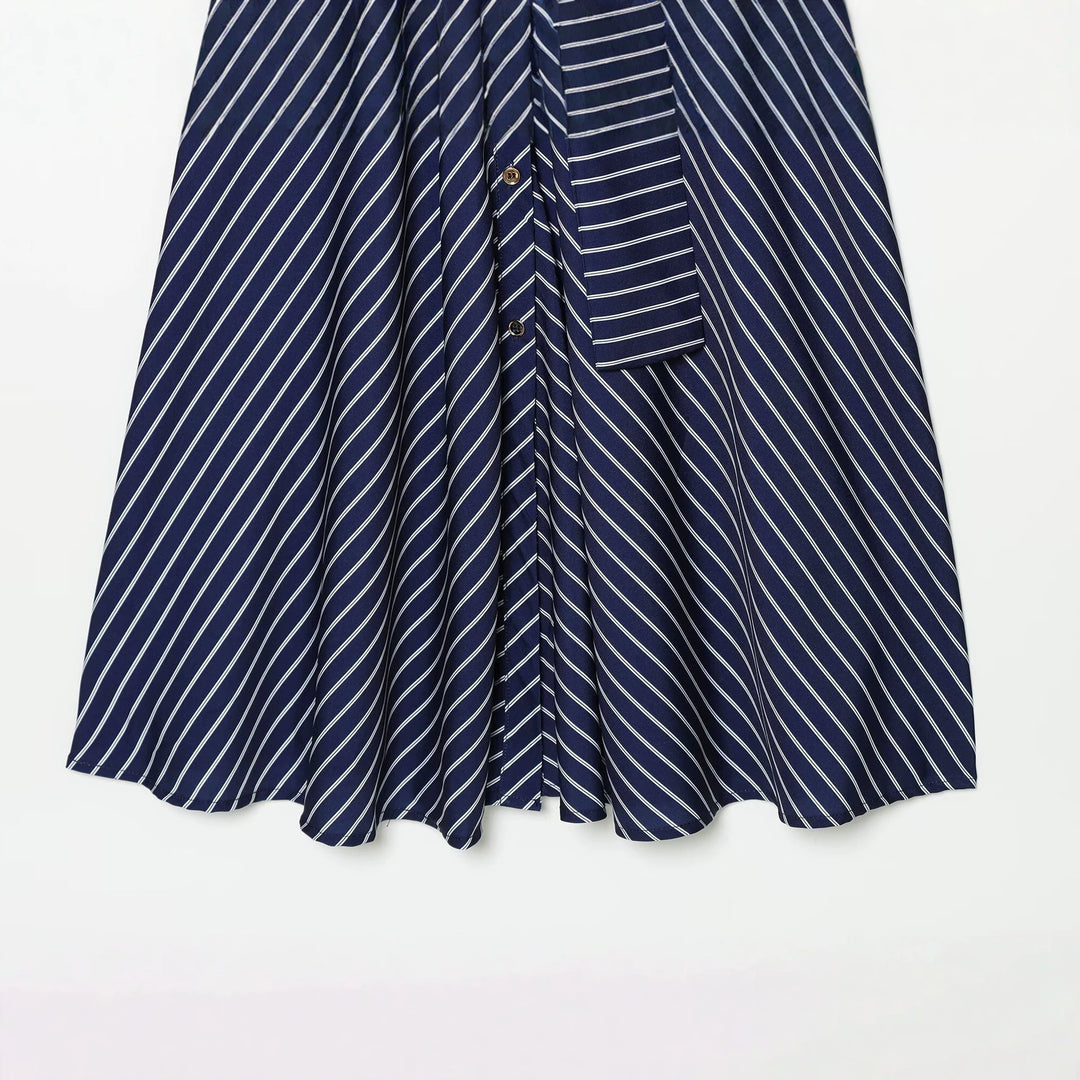 Women's shirt dress with waist belt and contrasting cuffs Mune Fashion