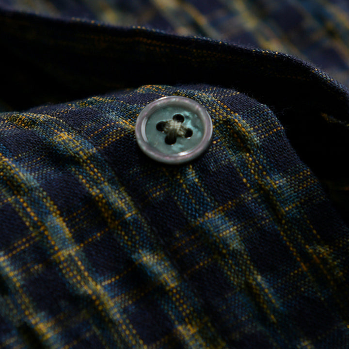 Women's Lightweight Crinkle Check Shirt in Overshirt Style with Watercolor Check and Relaxed Fit Mune Fashion