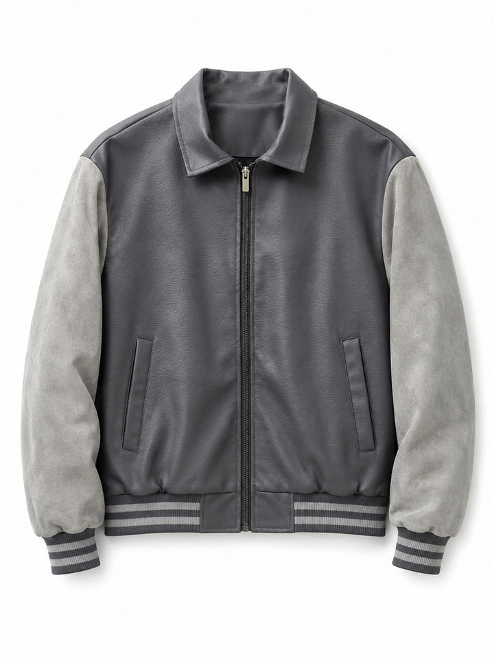 Men's Fashion Faux Leather Bomber Jacket Mune Fashion
