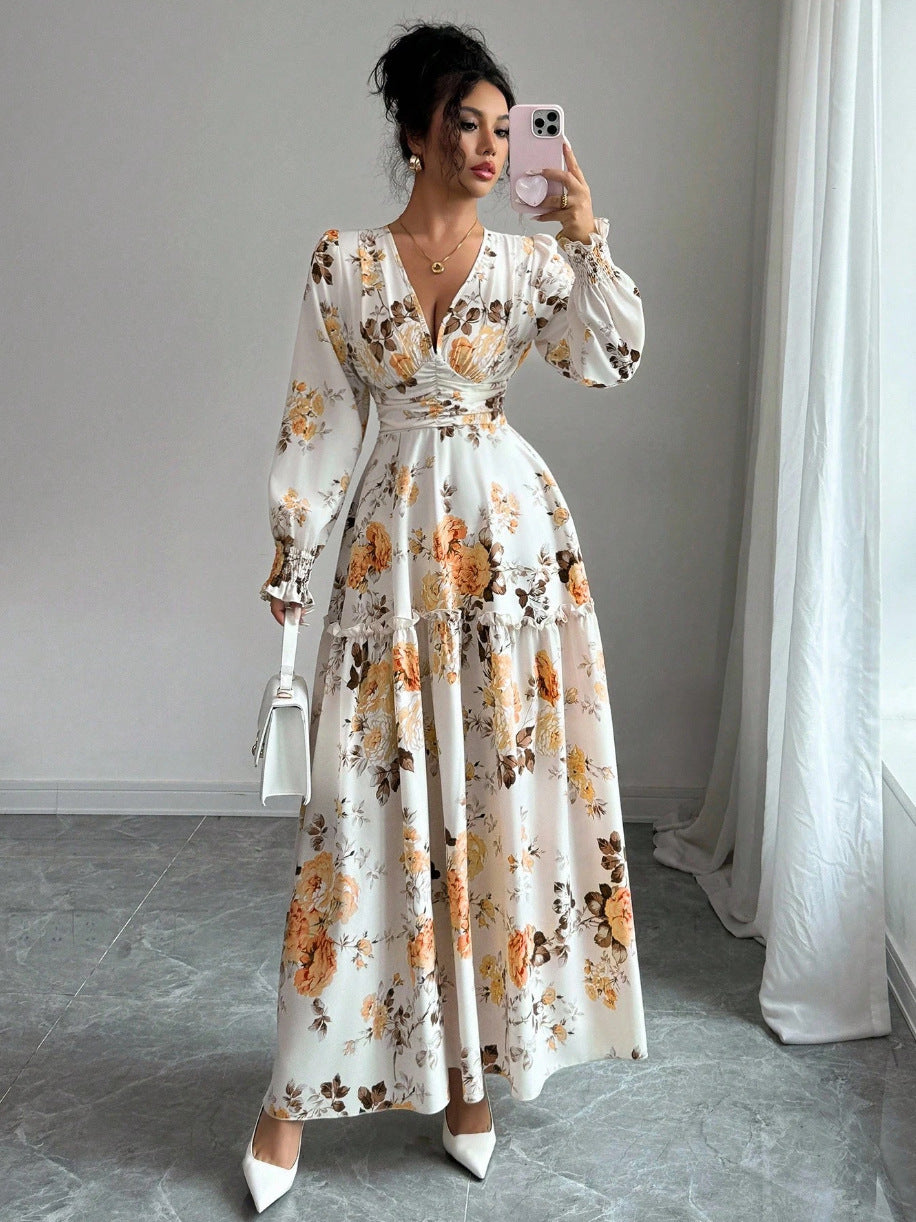 Women's Maxi Dress with Floral Details Mune Fashion