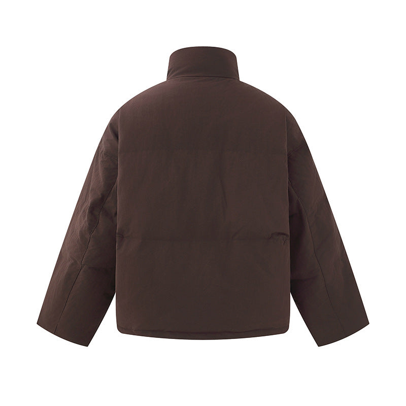 Men's short-cut quilted winter bomber jacket with stand-up collar and contrast-trimmed pockets Mune Fashion