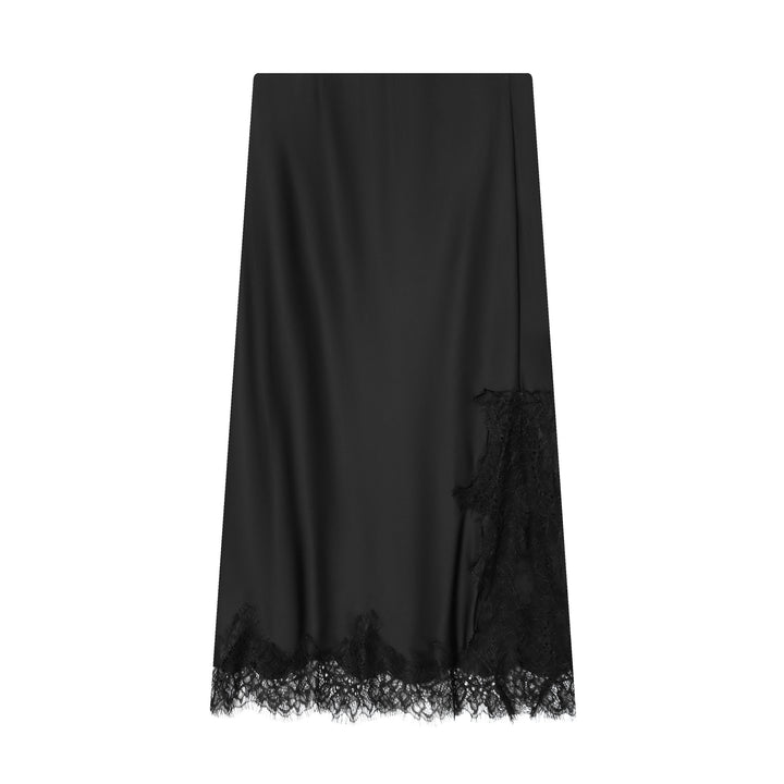 Women's flowing midi skirt with lace trim and straight waistband Mune Fashion