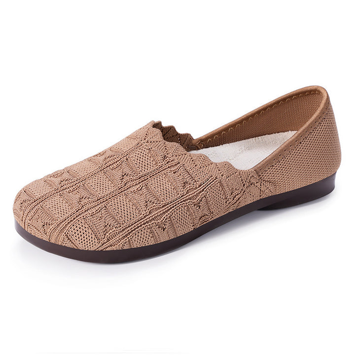 Ladies knitted comfort ballerina slippers with elastic entry, molded cushioned sole, and non-slip flexible outsole Mune Fashion