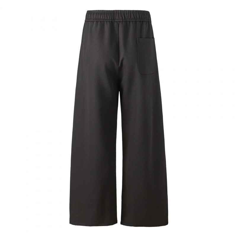 Women's Elegant Culotte Pants with Wide Leg, Crease and Elastic Comfort Waistband Mune Fashion