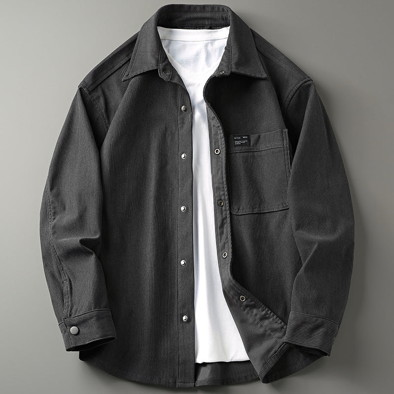 Men's cord overshirt in worker look with button placket and patch chest pocket Mune Fashion