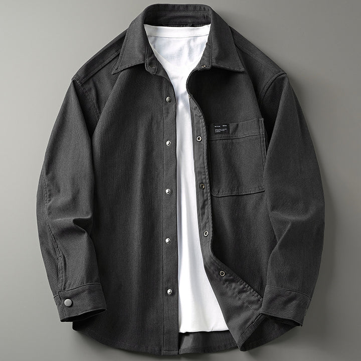 Men's cord overshirt in worker look with button placket and patch chest pocket Mune Fashion